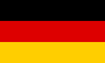 Bandera de Alemania con tres franjas horizontales en negro, rojo y amarillo.