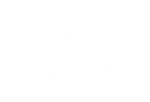 Logotipo de PALMANOVA con un diseño circular encima del nombre.